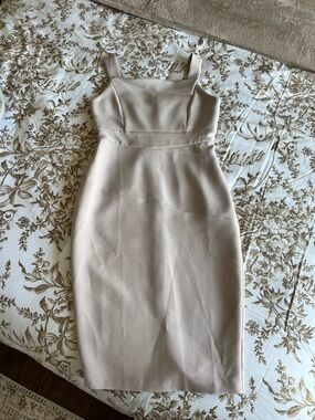 Sleeveless Square-Neck Sheath Dress in Beige - NWOT - Size US 6/UK 10